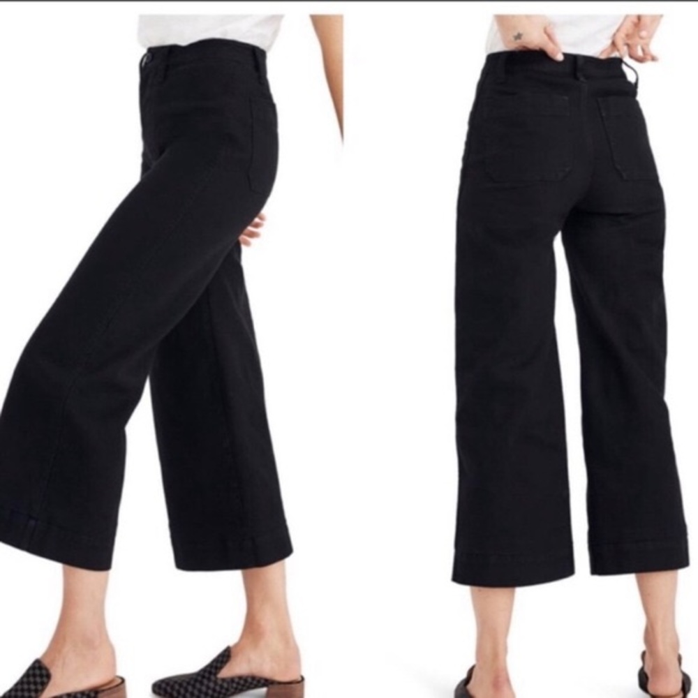 Madewell Emmett Cropped Wide leg black jean 24